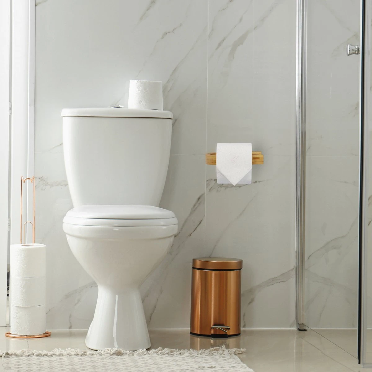 Relaxdays Toiletrolhouder Bamboe - Wc Rolhouder Zonder Boren - Closetrolhouder Muur Modern 5 Relaxdays Toiletrolhouder Bamboe - Wc Rolhouder Zonder Boren - Closetrolhouder Muur Modern - Afbeelding 3