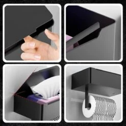 Toiletrolhouder - Plankje & Bakje - Planchet Opbergruimte - WC Rolhouder - Zelfklevend Of Borend - RVS - Waterbestendig - Rheme -Badkamer Product Winkel 1200x1200 40