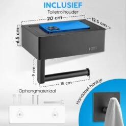 Happy Goods - WC Rolhouder Zonder Boren Zwart - Toiletrolhouder Met Plankje En Bakje RVS - Met Handdoekhaakje 10 Happy Goods - WC Rolhouder Zonder Boren Zwart - Toiletrolhouder Met Plankje En Bakje RVS - Met Handdoekhaakje -Badkamer Product Winkel 1200x1200 454