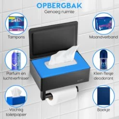 Happy Goods - WC Rolhouder Zonder Boren Zwart - Toiletrolhouder Met Plankje En Bakje RVS - Met Handdoekhaakje 12 Happy Goods - WC Rolhouder Zonder Boren Zwart - Toiletrolhouder Met Plankje En Bakje RVS - Met Handdoekhaakje -Badkamer Product Winkel 1200x1200 456