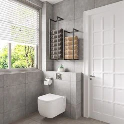 SaniDreams Carbon Handdoekenrek L Zwart - Staal - 90x25x20cm -Badkamer Product Winkel 1200x1200 460