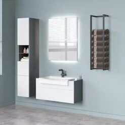 SaniDreams Carbon Handdoekenrek L Zwart - Staal - 90x25x20cm -Badkamer Product Winkel 1200x1200 462