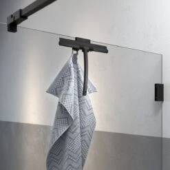 Tiger Caddy - Handdoekhaak Voor Douchecabine - Glaspaneel Dikte 6-8 Mm - 3,5 X 7 X 5 Cm - Dubbel - Zwart -Badkamer Product Winkel 1200x1200 479