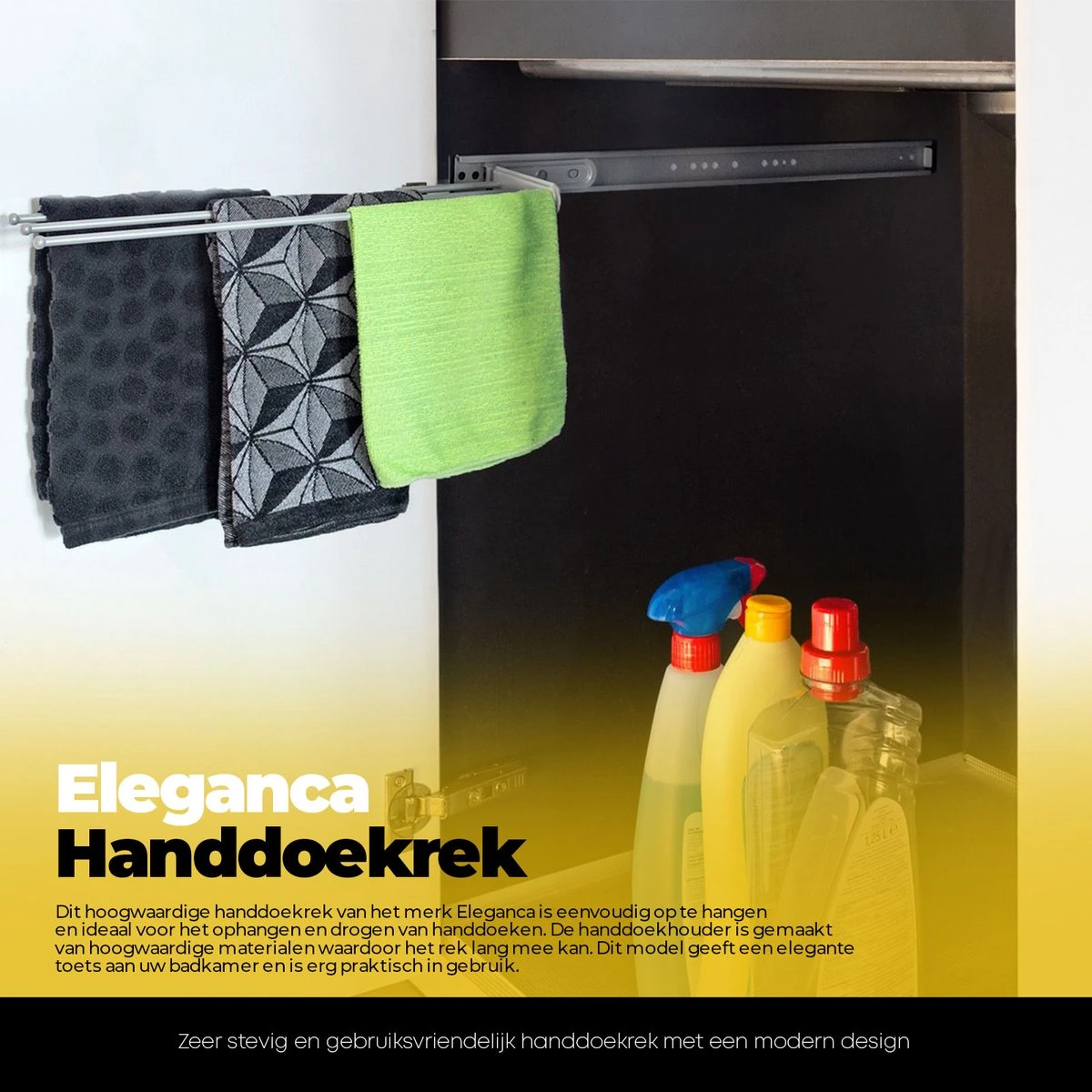 Eleganca Handdoekrek – Handdoekhouder – Handoekstang – Ideaal Voor In Keukenkastjes – Uittrekbaar – 39cm Tot 50cm – 3 Armen – Handdoekrek Badkamer – Inclusief Bevestigingsmateriaal – Handdoekhouder Keuken – Zilver 8 Eleganca Handdoekrek – Handdoekhouder – Handoekstang – Ideaal Voor In Keukenkastjes – Uittrekbaar – 39cm Tot 50cm – 3 Armen – Handdoekrek Badkamer – Inclusief Bevestigingsmateriaal – Handdoekhouder Keuken – Zilver - Afbeelding 6