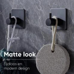 Trendfield Handdoekhaakjes Zelfklevend Zwart - 2 Vierkante Zwarte Handdoek Haakjes - Handdoekhaak - Zwart -Badkamer Product Winkel 1200x1200 491