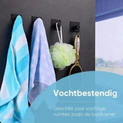Trendfield Handdoekhaakjes Zelfklevend Zwart - 2 Vierkante Zwarte Handdoek Haakjes - Handdoekhaak - Zwart -Badkamer Product Winkel 1200x1200 492