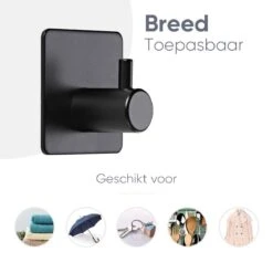 Trendfield Handdoekhaakjes Zelfklevend Zwart - 2 Vierkante Zwarte Handdoek Haakjes - Handdoekhaak - Zwart -Badkamer Product Winkel 1200x1200 495