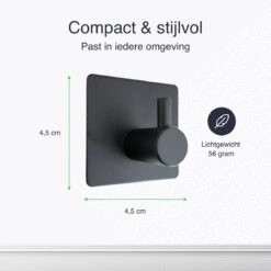 Eavy Set Van 2 Handdoekhaakjes – Zelfklevend – Zelfklevende Haakjes – Wandhaak – Plakhaakjes – RVS – Zwart - Inclusief Ontvetter -Badkamer Product Winkel 1200x1200 522