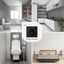 Eavy Set Van 2 Handdoekhaakjes – Zelfklevend – Zelfklevende Haakjes – Wandhaak – Plakhaakjes – RVS – Zwart - Inclusief Ontvetter -Badkamer Product Winkel 1200x1200 526