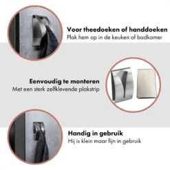 QUVIO Handdoek Houder RVS - Handdoek Of Theedoek Klem Met Plakstrip Voor In Keuken, Badkamer, Toilet Of Bijkeuken - Strak Design En Geen Schroeven Nodig - Staal - Klem - Theedoek -Badkamer Product Winkel 1200x1200 544