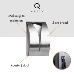 QUVIO Handdoek Houder RVS - Handdoek Of Theedoek Klem Met Plakstrip Voor In Keuken, Badkamer, Toilet Of Bijkeuken - Strak Design En Geen Schroeven Nodig - Staal - Klem - Theedoek -Badkamer Product Winkel 1200x1200 548