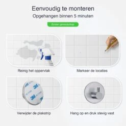 4x Handdoekhaakjes (Zelfklevend) Van RVS Zilver – Zelfklevende Haakjes – Wandhaak – Handdoekhouder – Ophanghaken Voor Keuken Of Badkamer (Accessoires) -Badkamer Product Winkel 1200x1200 552