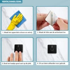 Vannons - Handdoekhaakjes - Zelfklevende Haakjes - Set Van 6 Haakjes - RVS - Zwart -Badkamer Product Winkel 1200x1200 566