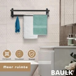 Baulk® - Droogrek – Handdoekrek – Droogrek Hangend – Inklapbaar - Badkamer – RVS – Zwart – Modern – Dutch Design -Badkamer Product Winkel 1200x1200 580