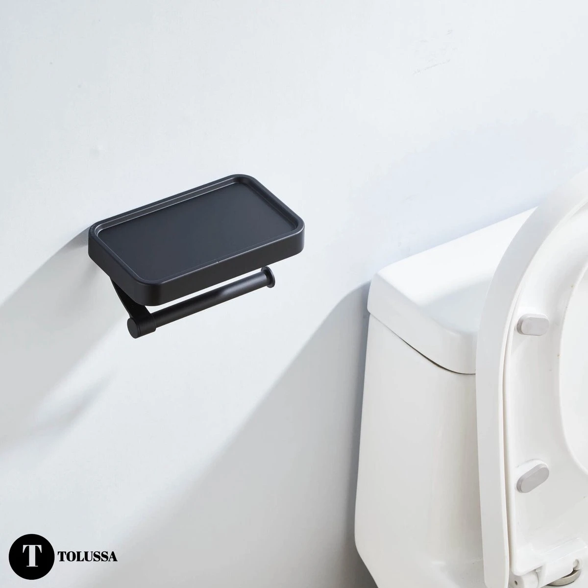 Tolussa Premium WC Rolhouder Zwart Met Plankje - Toiletrolhouder Zwart Met Plankje - Met En Zonder Boren 7 Tolussa Premium WC Rolhouder Zwart Met Plankje - Toiletrolhouder Zwart Met Plankje - Met En Zonder Boren - Afbeelding 5