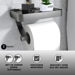 Tolussa Premium WC Rolhouder Zwart Met Plankje - Toiletrolhouder Zwart Met Plankje - Met En Zonder Boren 19 Tolussa Premium WC Rolhouder Zwart Met Plankje - Toiletrolhouder Zwart Met Plankje - Met En Zonder Boren -Badkamer Product Winkel 1200x1200 63