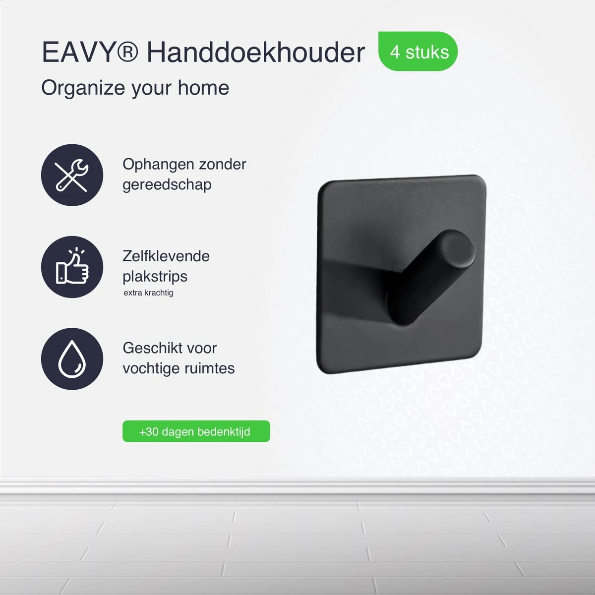 4x Handdoekhaakjes (Zelfklevend) Van RVS Zwart – Zelfklevende Haakjes – Wandhaak – Handdoekhouder – Ophanghaken Voor Keuken Of Badkamer 4 4x Handdoekhaakjes (Zelfklevend) Van RVS Zwart – Zelfklevende Haakjes – Wandhaak – Handdoekhouder – Ophanghaken Voor Keuken Of Badkamer - Afbeelding 2