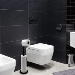 MM Brands WC Rolhouder - Toiletrol Houder Staand - WC Papier Rollenhouder Zonder Boren - Zwart -Badkamer Product Winkel 1200x1200 66