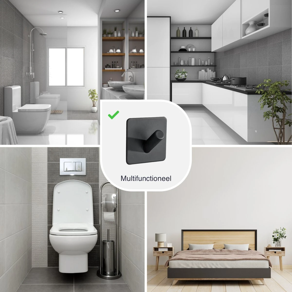 4x Handdoekhaakjes (Zelfklevend) Van RVS Zwart – Zelfklevende Haakjes – Wandhaak – Handdoekhouder – Ophanghaken Voor Keuken Of Badkamer 9 4x Handdoekhaakjes (Zelfklevend) Van RVS Zwart – Zelfklevende Haakjes – Wandhaak – Handdoekhouder – Ophanghaken Voor Keuken Of Badkamer - Afbeelding 7