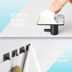 Qitch & Quisine Handdoekhaakjes - Set Van 3 Zwarte Haakjes - Zelfklevend - Waterbestendig - RVS -Badkamer Product Winkel 1200x1200 668