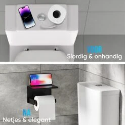 Strex WC Rolhouder Met Plankje - Zwart - Zelfklevend / Boren / Zonder Boren - Toiletrolhouder - WC Papier Houder 18 Strex WC Rolhouder Met Plankje - Zwart - Zelfklevend / Boren / Zonder Boren - Toiletrolhouder - WC Papier Houder -Badkamer Product Winkel 1200x1200 7