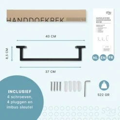 Handdoekrek - RVS - Badkameraccessoires - Keukenaccessoires - Mat Zwart - 40 Cm -Badkamer Product Winkel 1200x1200 706