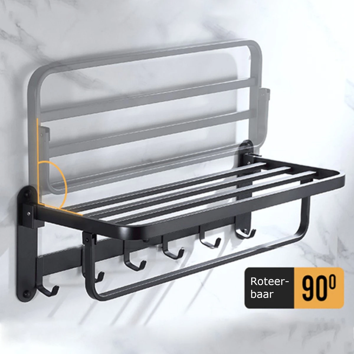 Handdoekrek – Handdoekenrek Badkamer – Badkamerrek – Doucherek – Handdoekhouder – Handdoekrek Badkamer – 60cm – Zwart 7 Handdoekrek – Handdoekenrek Badkamer – Badkamerrek – Doucherek – Handdoekhouder – Handdoekrek Badkamer – 60cm – Zwart - Afbeelding 5