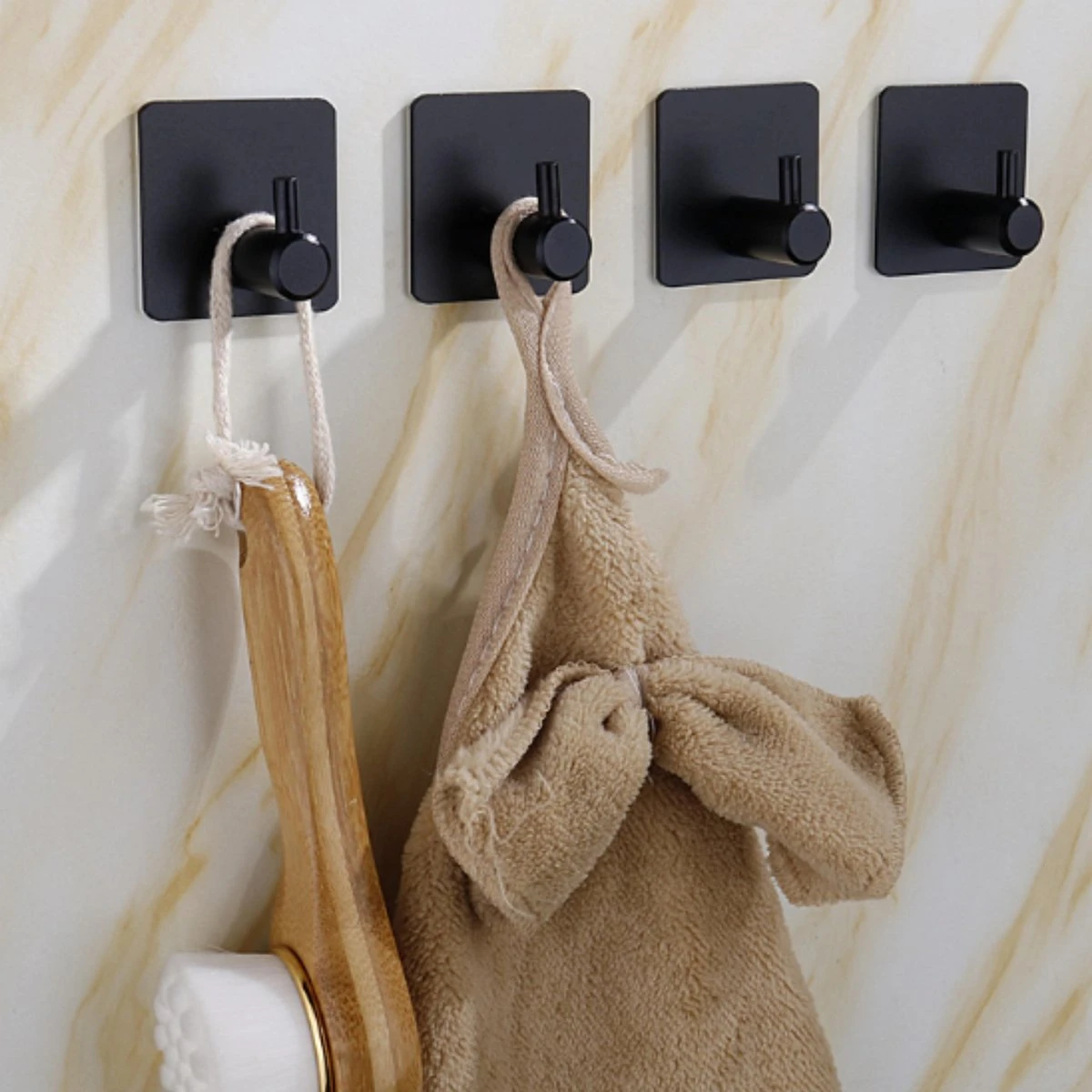 Merkloos Handdoekhaak Set Van 4 Stuks Zonder Boren RVS Zwart Vierkant Zelfklevend Badjas Theedoek Hanger Keuken Badkamer Handdoek Haakjes 6 Merkloos Handdoekhaak Set Van 4 Stuks Zonder Boren RVS Zwart Vierkant Zelfklevend Badjas Theedoek Hanger Keuken Badkamer Handdoek Haakjes - Afbeelding 4