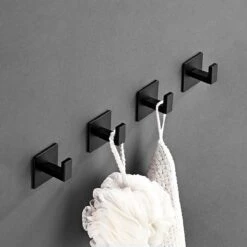 Stål Handdoekhaakjes Zelfklevend Zwart - Vierkant - 4 Stuks -Badkamer Product Winkel 1200x1200 737