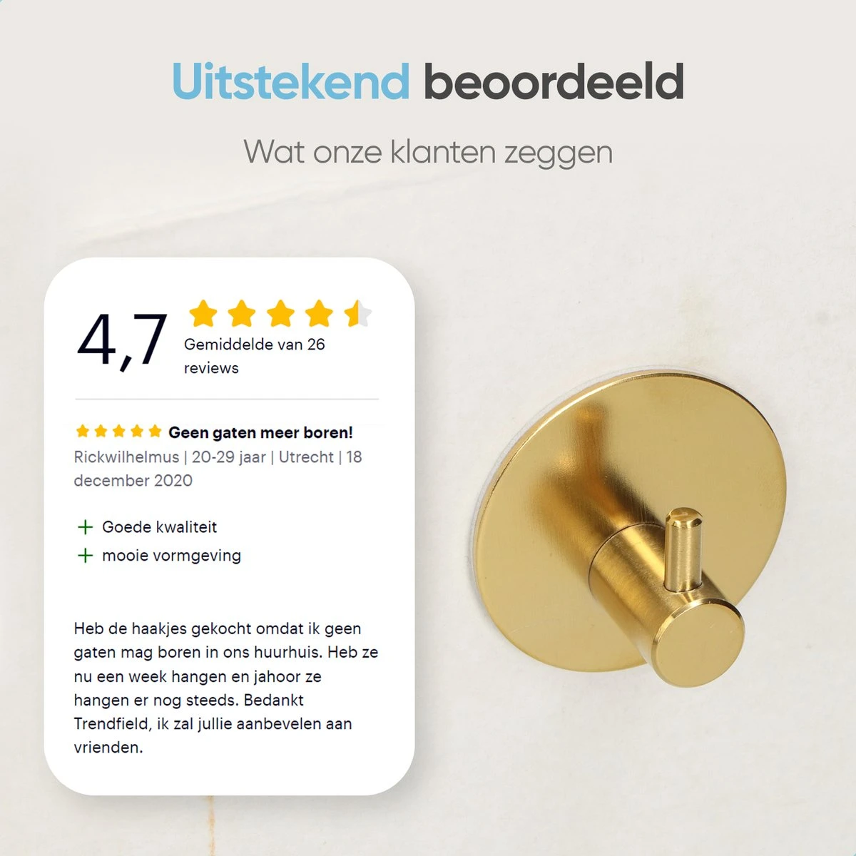 Trendfield Handdoekhaakjes Zelfklevend Goud - 2 Ronde Gouden Handdoek Haakjes - Handdoekhaak - Goud 4 Trendfield Handdoekhaakjes Zelfklevend Goud - 2 Ronde Gouden Handdoek Haakjes - Handdoekhaak - Goud - Afbeelding 2