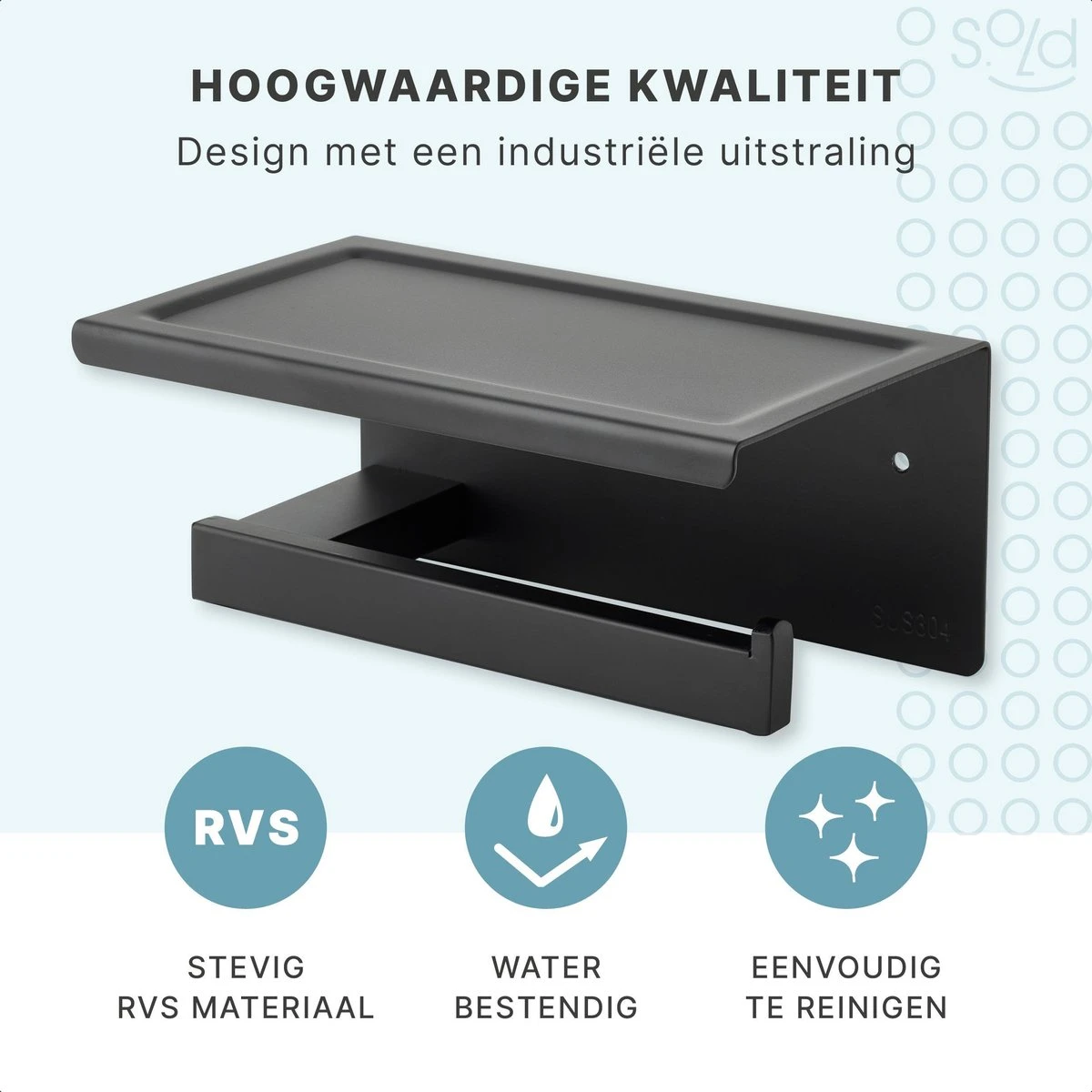 Toiletrolhouder Met Planchet - WC Rolhouder - Badkameraccessoires - Mat Zwart - 18,5x11 Cm 4 Toiletrolhouder Met Planchet - WC Rolhouder - Badkameraccessoires - Mat Zwart - 18,5x11 Cm - Afbeelding 2