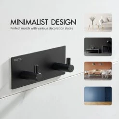 BOTC Handdoekhouder RVS - Handdoekhaakjes 2 In 1 RVS Zelfklevend - Rechthoekig Handdoek Haakjes - Handdoekhaak - Zwart -Badkamer Product Winkel 1200x1200 789