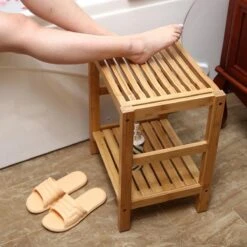 Merkloos Decopatent® Bamboe Handoekenrek - Badkamer Bankje - Houten Handdoeken Rek - Bank Voor In Badkamer - Badkamerkruk - Badkamerstoel -Badkamer Product Winkel 1200x1200 813