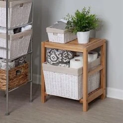 Merkloos Decopatent® Bamboe Handoekenrek - Badkamer Bankje - Houten Handdoeken Rek - Bank Voor In Badkamer - Badkamerkruk - Badkamerstoel -Badkamer Product Winkel 1200x1200 818