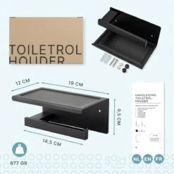 Toiletrolhouder Met Planchet - WC Rolhouder - Badkameraccessoires - Mat Zwart - 18,5x11 Cm 17 Toiletrolhouder Met Planchet - WC Rolhouder - Badkameraccessoires - Mat Zwart - 18,5x11 Cm -Badkamer Product Winkel 1200x1200 82