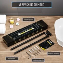 Nolad® Handdoekrek 2 Armig - Handdoekhouder - Handdoekenrek - RVS - Zwart -Badkamer Product Winkel 1200x1200 899