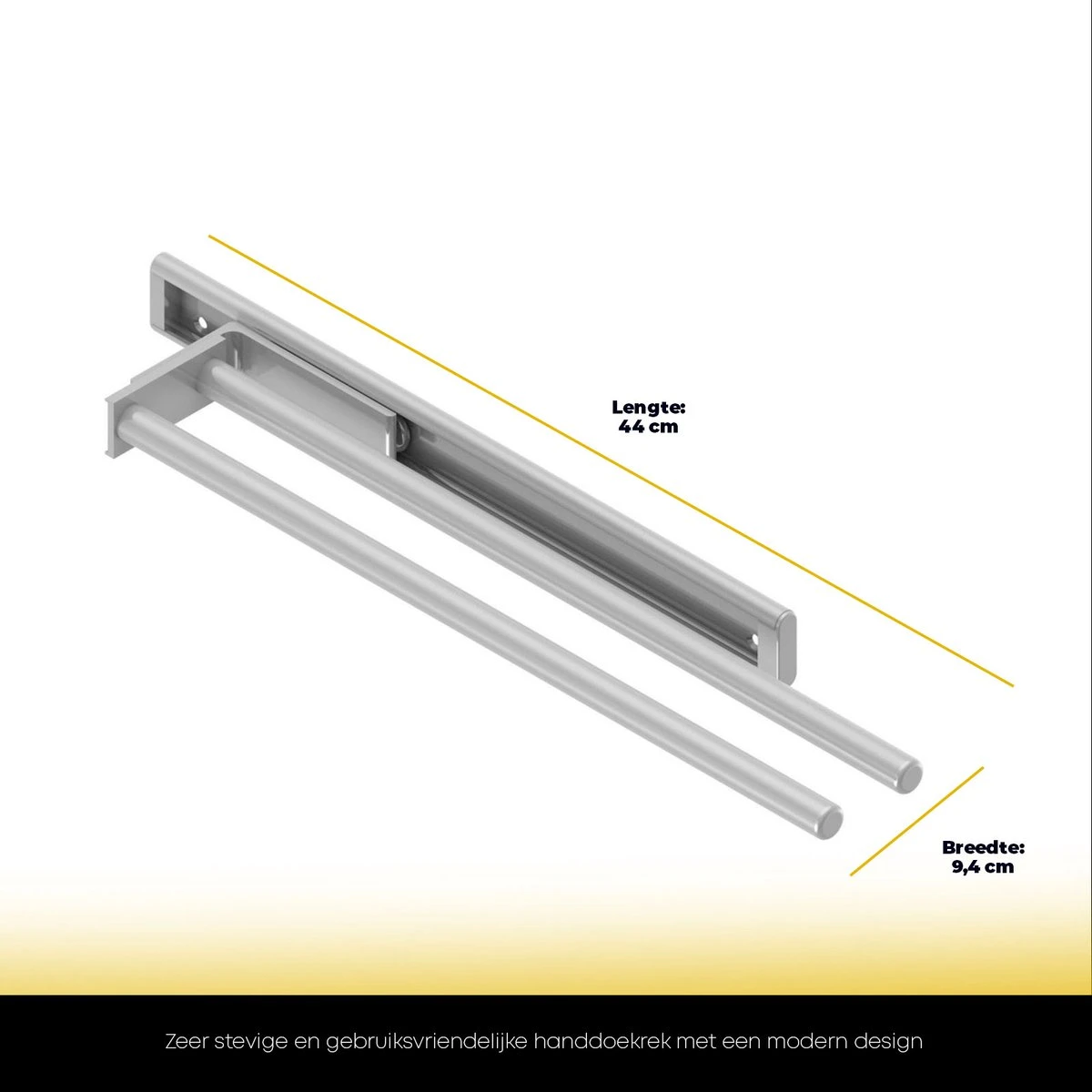 Eleganca Handdoekrek – Handdoekhouder Keuken – Handdoekstang – Ideaal Voor In Keukenkastjes – 44cm Uittrekbaar – 2 Armen – Handdoekrek Badkamer – Inclusief Bevestigingsmateriaal – Hoge Kwaliteit Aluminium – Zilver 4 Eleganca Handdoekrek – Handdoekhouder Keuken – Handdoekstang – Ideaal Voor In Keukenkastjes – 44cm Uittrekbaar – 2 Armen – Handdoekrek Badkamer – Inclusief Bevestigingsmateriaal – Hoge Kwaliteit Aluminium – Zilver - Afbeelding 2