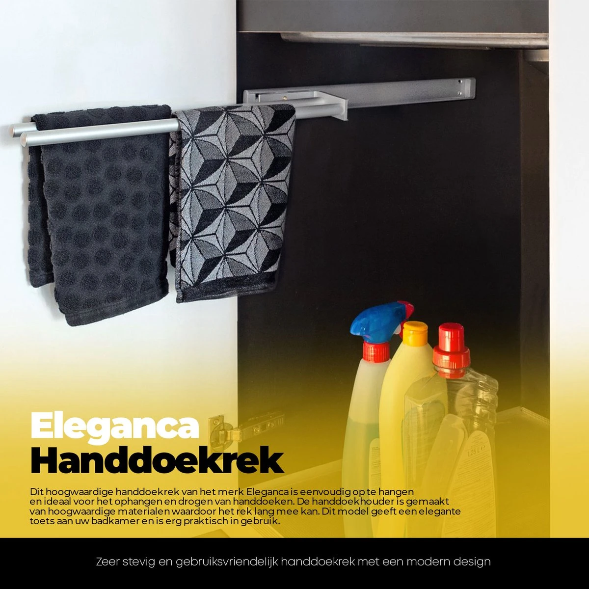 Eleganca Handdoekrek – Handdoekhouder Keuken – Handdoekstang – Ideaal Voor In Keukenkastjes – 44cm Uittrekbaar – 2 Armen – Handdoekrek Badkamer – Inclusief Bevestigingsmateriaal – Hoge Kwaliteit Aluminium – Zilver 7 Eleganca Handdoekrek – Handdoekhouder Keuken – Handdoekstang – Ideaal Voor In Keukenkastjes – 44cm Uittrekbaar – 2 Armen – Handdoekrek Badkamer – Inclusief Bevestigingsmateriaal – Hoge Kwaliteit Aluminium – Zilver - Afbeelding 5
