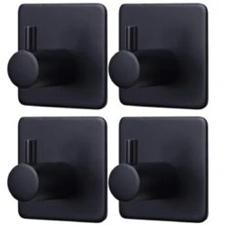 Trendfield Handdoekhaakjes Zelfklevend Zwart - 4 Vierkante Zwarte Handdoek Haakjes - Handdoekhaak - Zwart -Badkamer Product Winkel 1200x1200 912