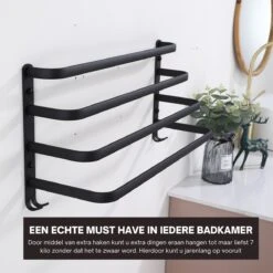 Merkloos Handdoekrek 4-armig | Handdoekrek Badkamer | Handdoekrek Zwart | Handdoekstang | Handdoekhouder | Handdoekenrek | Badkamer Accessoires Zwart | Inclusief Montage | Matte Zwart Collection 2022 -Badkamer Product Winkel 1200x1200 946