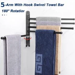 BOTC Handdoekrek - 5-armig Handdoekhouder - Handdoekstang - 180 Graden Verstelbaar - Badkamer - Zwart 11 BOTC Handdoekrek - 5-armig Handdoekhouder - Handdoekstang - 180 Graden Verstelbaar - Badkamer - Zwart -Badkamer Product Winkel 1200x1200 951