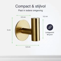 EAVY 2 Stuks Zelfklevende Handdoekhaakjes - Handdoekhouders - Plakhaakjes - Goud -Badkamer Product Winkel 1200x1200 954