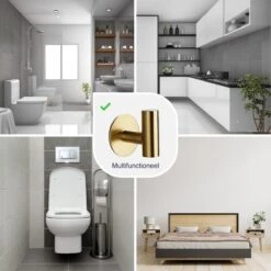 EAVY 2 Stuks Zelfklevende Handdoekhaakjes - Handdoekhouders - Plakhaakjes - Goud -Badkamer Product Winkel 1200x1200 957