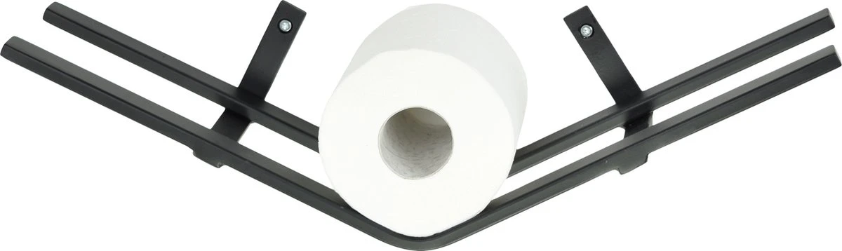 LOFT42 Jef Reserverolhouder - Zwart Metaal - 51x10x13 4 LOFT42 Jef Reserverolhouder - Zwart Metaal - 51x10x13 - Afbeelding 2