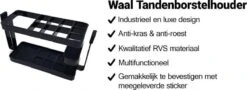 Merkloos Waal Tandenborstel Houder - Tandenborstel Doosje - Tandenborstel Koker - Zwart - RVS - Staand Of Zelfklevend -Badkamer Product Winkel 1200x436