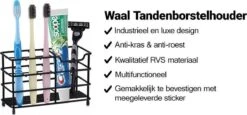 Merkloos Waal - Tandenborstelhouder - Tandenborstel Doosje - Tandenborstel Koker - Industrieel - Zwart - RVS 10 Merkloos Waal - Tandenborstelhouder - Tandenborstel Doosje - Tandenborstel Koker - Industrieel - Zwart - RVS -Badkamer Product Winkel 1200x561