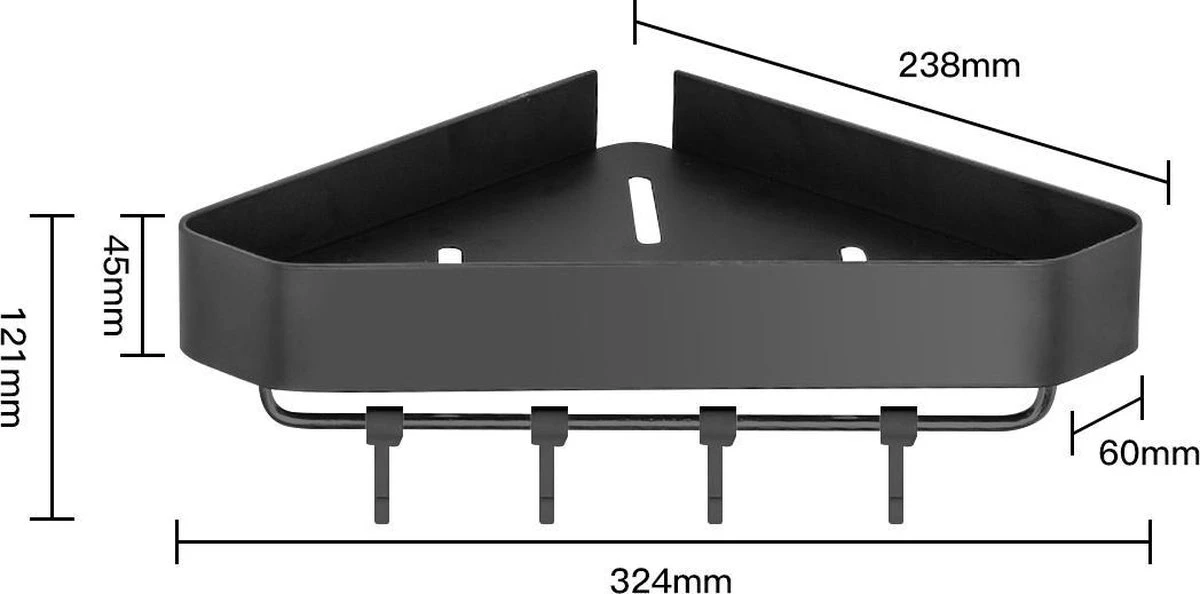 Cgoods Doucherek 2 Laags - Doucherek Zonder Boren - Doucherekje - Douchemandje - Badkamerrek - Badkamer Accessoires - Zwart 3 Cgoods Doucherek 2 Laags - Doucherek Zonder Boren - Doucherekje - Douchemandje - Badkamerrek - Badkamer Accessoires - Zwart - Afbeelding 2