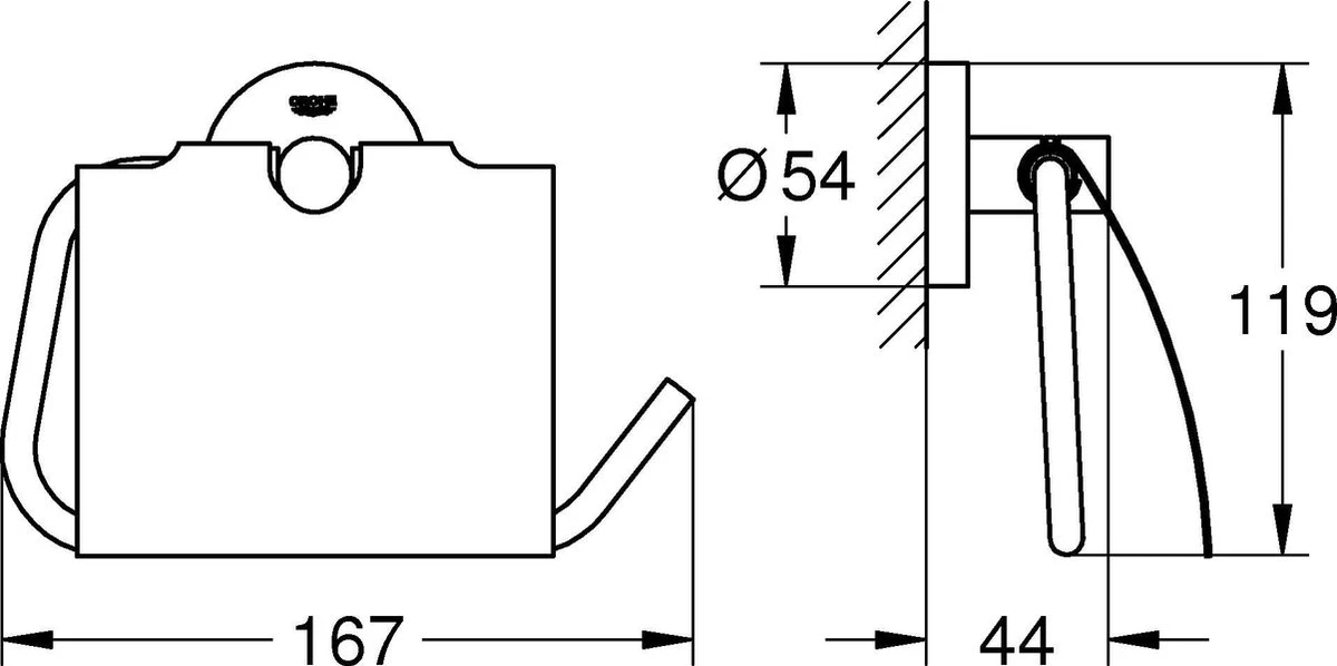 GROHE Essentials Toiletrolhouder - Met Deksel - Chroom - 40367001 11 GROHE Essentials Toiletrolhouder - Met Deksel - Chroom - 40367001 - Afbeelding 9