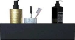 Doucherek Zwart - Shampoo Rek - RVS - Eenvoudig Te Monteren