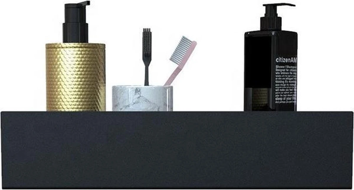 Doucherek Zwart - Shampoo Rek - RVS - Eenvoudig Te Monteren 3 Doucherek Zwart - Shampoo Rek - RVS - Eenvoudig Te Monteren